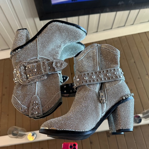 Dolls Kill Shoes Club Exx Sheriff Shine Rhinestone Cowboy Boots 8